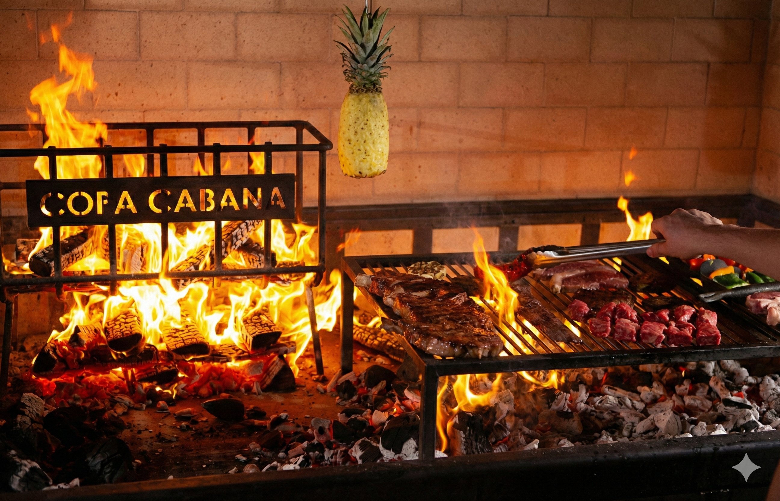 Copacabana restaurant exterior at night